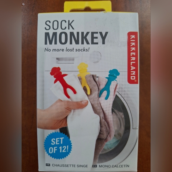 Kikkerland Sock Monkey No More Lost Socks, Set of 12 Unused - Picture 1 of 8